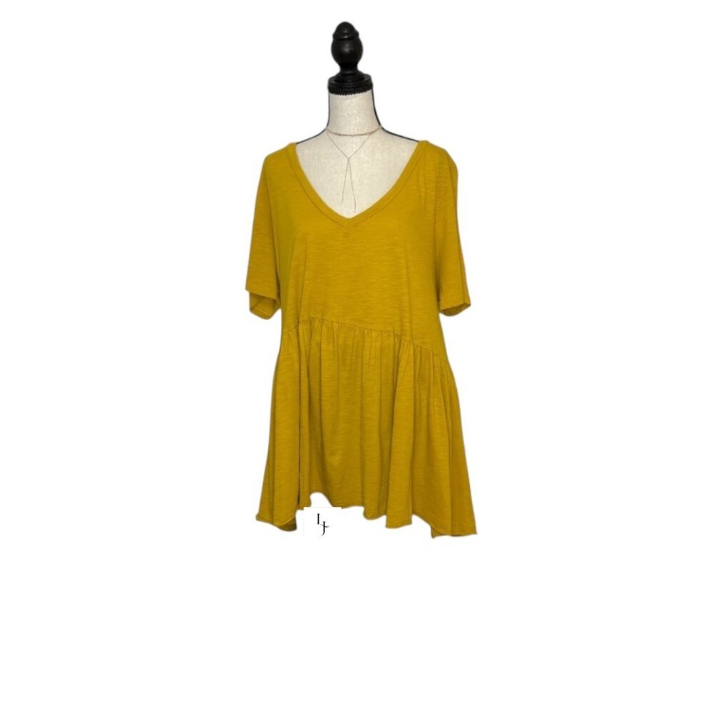 Terra & Sky V-neck Short Sleeve Knit Baby Doll Shirt